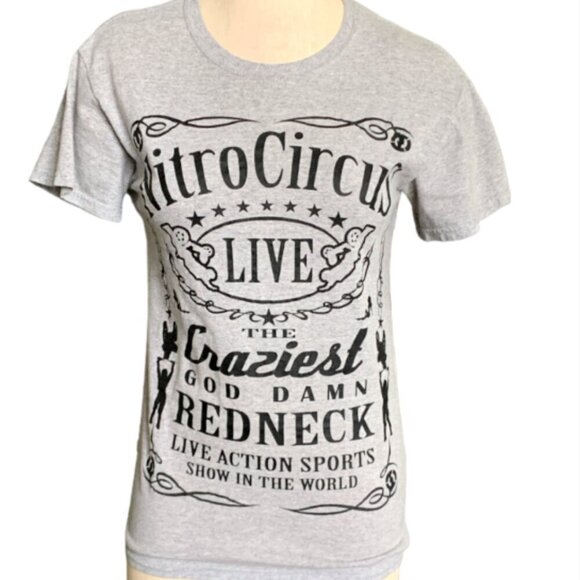 Nitro Circus Live Graphic Tee Womens Sz S Gray Short Sleeve Crew Neck #101E - Picture 1 of 8
